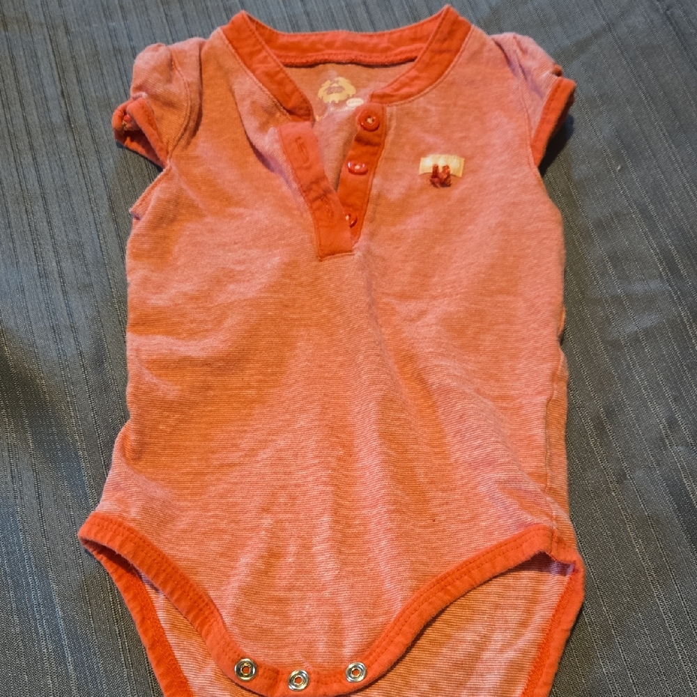 Red Baby Onesie with Button Details